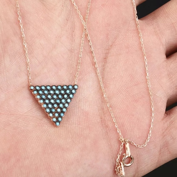 Avelon's Designs Jewelry - Turquoise triangle gold & rhodium necklace